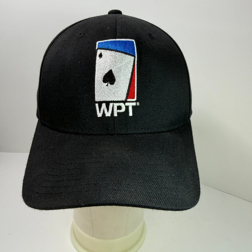 World Poker Tour WPT ClubWPT Black Flexfit Hat Ace of Spades Poker Cap S-M